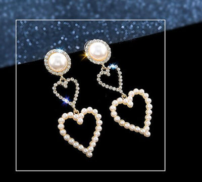 Pearl Rhinestone Drop Earrings