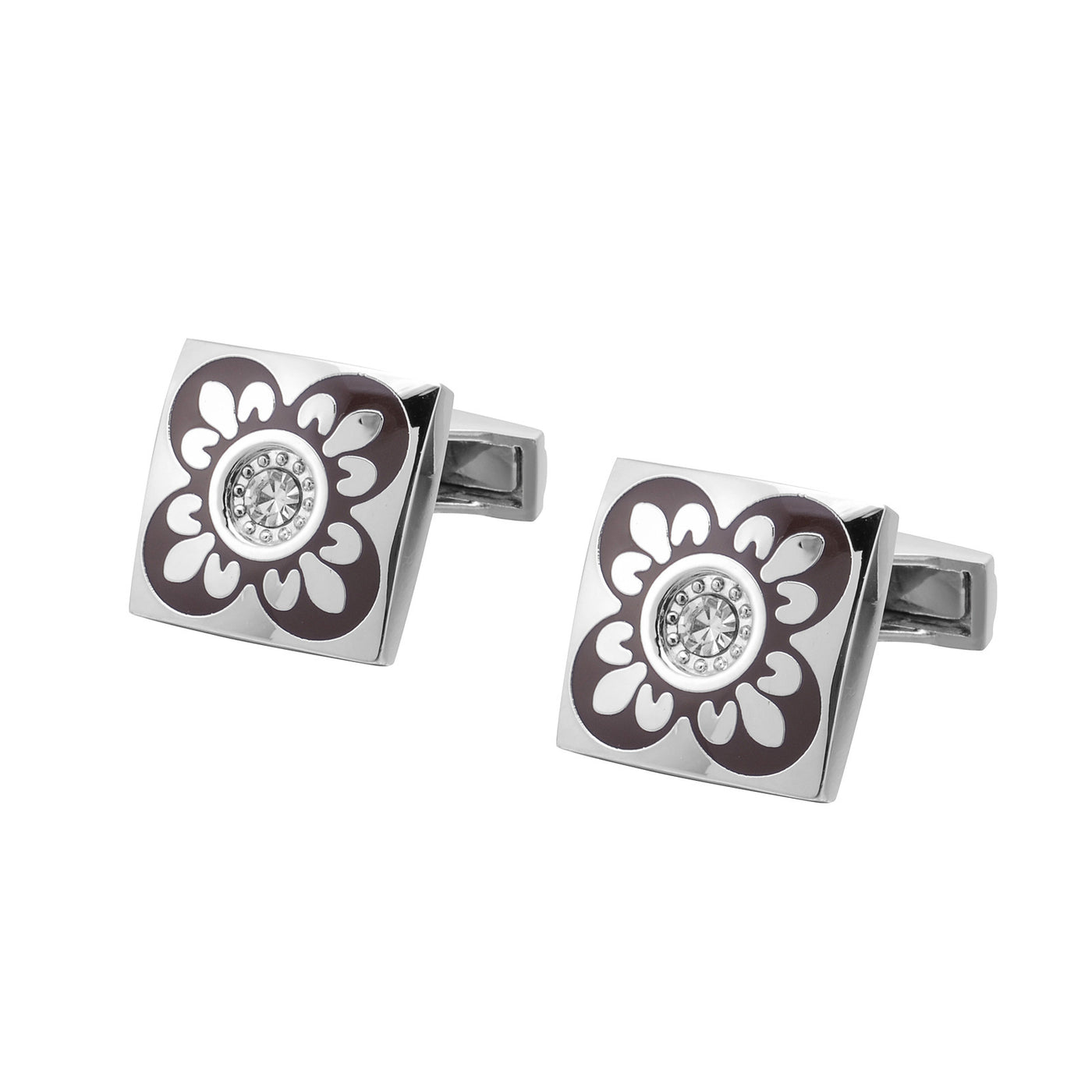 Square Roman Pattern Diamond Cufflinks Cufflinks