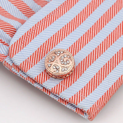 Men's Cufflinks Round Retro Pattern Diamond Metal Cufflinks