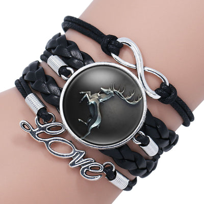 House Stark Wolf Head Infinity Glass  Bracelets