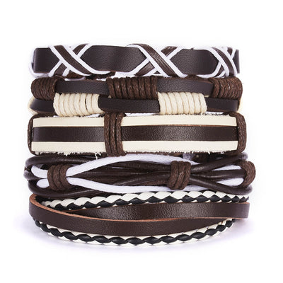 Cross Braided Leather Adjustable Suit Bracelet