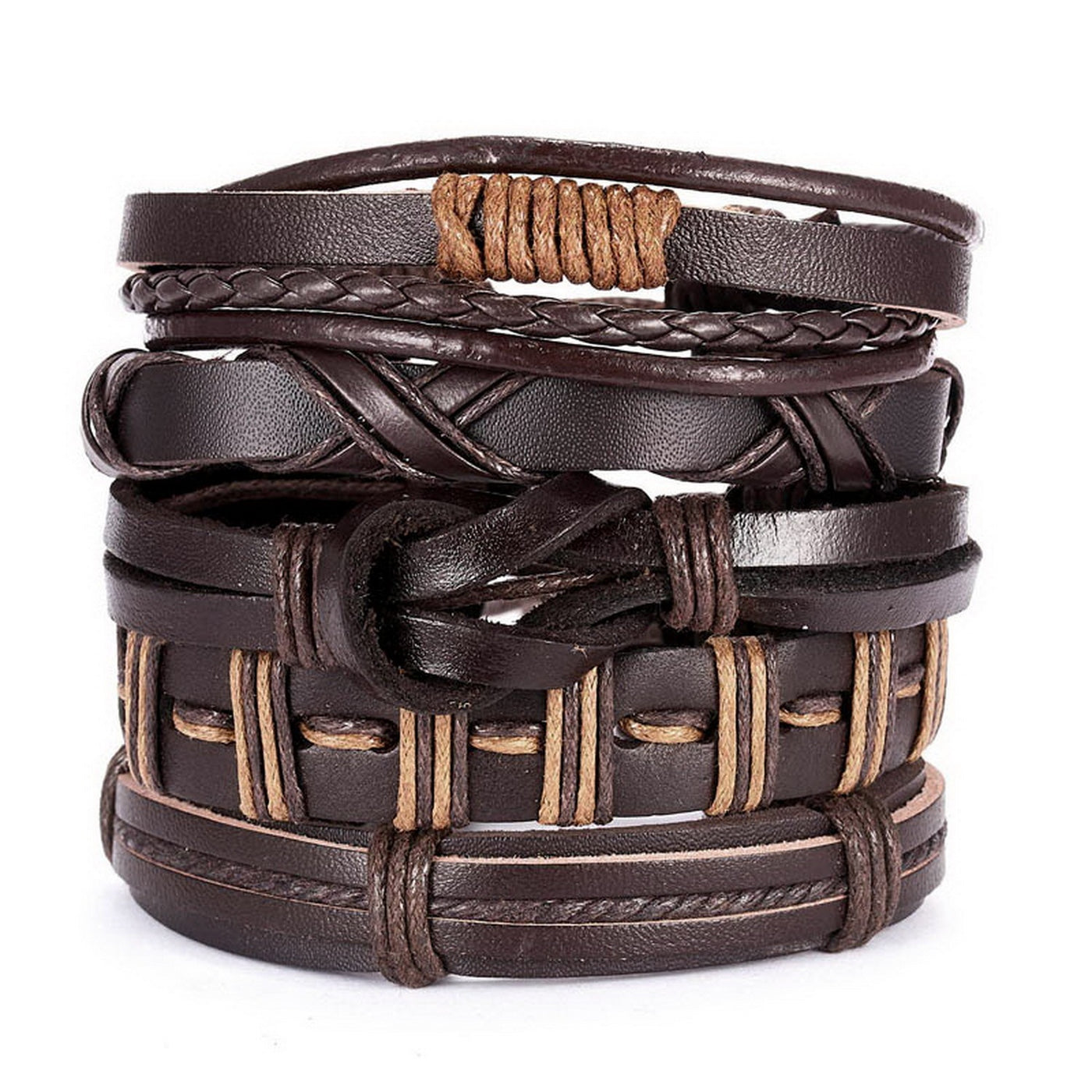 Cross Braided Leather Adjustable Suit Bracelet